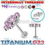 ulbin28 titanium labret 16g five cz cluster balls internal