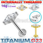 ulbin32 titanium g23 labret 16g double triangle cz internal
