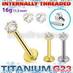 ulbin55 titanium g23 labret 16g heart cz prong set internal