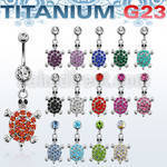 umcd574 titanium g23 banana w 5 8mm bezel jewel turtle