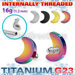 umoin titanium g23 3mm flat moon shape design top for posts