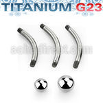 uset02 3 pcs of titanium g23 banana bar one 5mm one 6mm ball