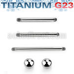 uset03 3 pcs of titanium g23 barbell bar 2 balls of 5mm
