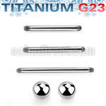 uset05 3 pcs of titanium g23 barbell bar 2 balls of 6mm