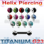 utbbe23e anodized titanium g23 barbell with 2 color ball
