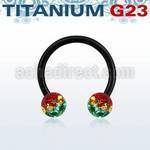 utcbfr5r anodized titanium g23 barbell w 5mm rasta balls