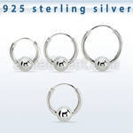 vbcr14m 925 silver ball closure earrings (1.6mm) with 5mm ball