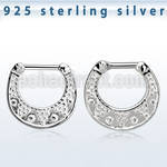 vsepf16 925 silver septum clicker w 1.6mm 316l steel closure bar