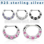 vsepg16 925 silver septum clicker 1.6mm w 5 cz stones