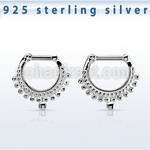 vsepm14 silver septum clicker 14g w small balls