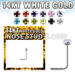 wnszm2 14k white gold nose stud 2mm color cz