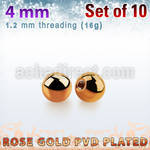 xbtt4s set of 4mm rose gold plated steel balls thread 1.2mm