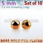 xbtt5s set of 5mm rose gold plated steel balls thread 1.2mm