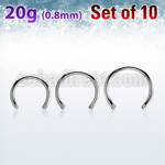 xcb20g set w 316l steel circular barbell post w 0.8mm threading