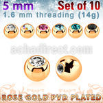 xjbtt5g pack 5mm x 1.6mm rose gold steel ball bezel set crystal