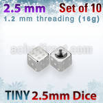 xsdi25 pack of 2 5mm 316l steel dices threading 16g 1 2mm