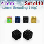 xsdit4s pack of 4mm anodized 316l steel dices thread 1 2mm
