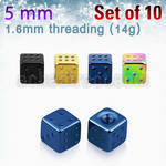 xsdit5 pack of 5mm anodized 316l steel dices threading