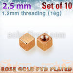 xsditt25 set of 2.5mm rose gold plated steel dices thread 1.2mm