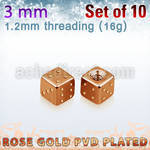 xsditt3 set of 3mm rose gold plated steel dices thread 1.2mm