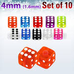 xuvdi4 set of 4mm acrylic uv dices with 14g 1 6mm threading