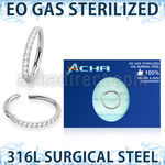 zsgsh10 sterilized steel hinged segment ring 16g cnc cz