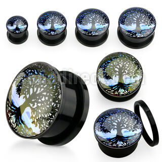 afptre dilatacion plug tornillo acrilico negro logo arbol vida amanecer mayorista