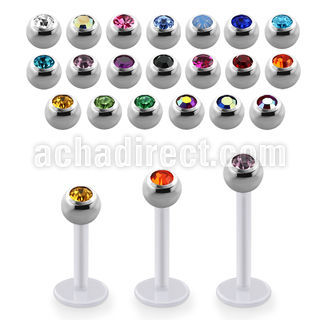 albjb4 labret bio flex bolas acero 316l brillo espejo 4mm cristal bisel al por mayor
