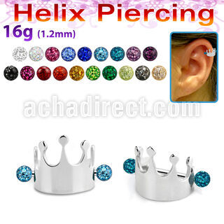 bber69 piercing cartilago acero quirurgico corona barbell bolas multi cristal 3mm al por mayor