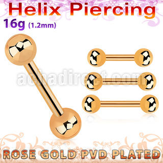 bbertt20 piercing helix barbell acero 316l pvd oro rosa bolas 4mm mayorista