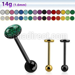 bbmtj4x barbell lengua acero 316l anodizado negro bola 5mm 7mm cristal claros ferido 16mm venta