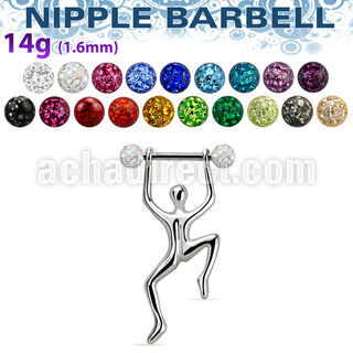 bbnpd15 barbell pezon acero quirurgico bolas 5mm multi cristal ferido hombre colgando plata distribuidor mayorista
