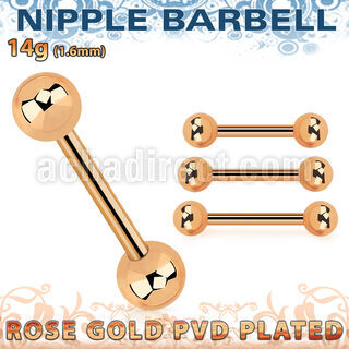 bbttb5 barbell pezon acero 316l pvd oro rosa bolas 5mm mayorista