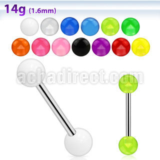 bbuv barbell lengua acero quirurgico 316l bolas acrilicas uv 6mm 16mm venta