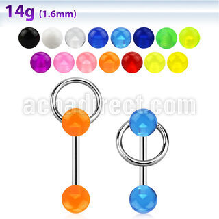 bbuvsl barbell lengua acero quirurgico bola acrilico uv 6mm conectada aro bola presion 16mm distribuidor mayorista