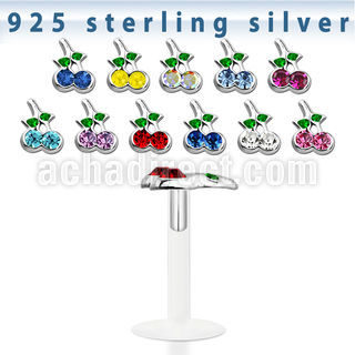 bilbch labret bio flexible transparente cerezas plata esterlina cristal venta