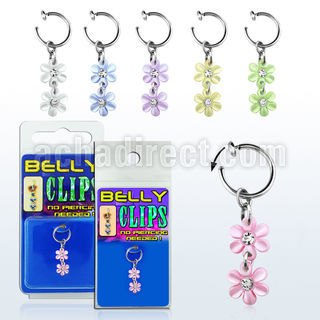 blcpt104 piercing falso clip ombligo dobles flores acrilicas s 1 pieza mayorista