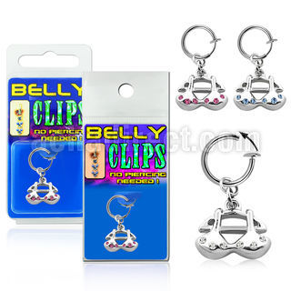 blcpt24 piercing falso clip ombligo sujetador cristal colgado 1 pieza al por mayor