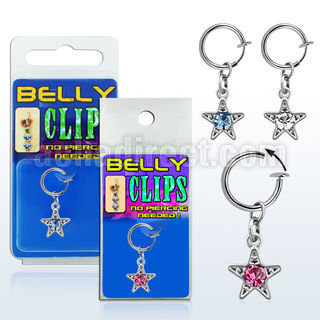blcptsar piercing falso clip ombligo colgante estrella rodio 1 pieza al por mayor