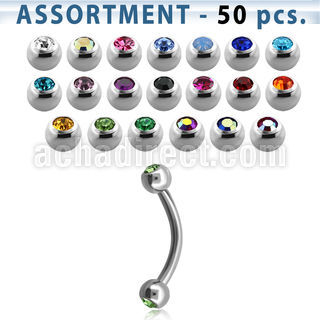 blk108 surtido piercings 50 bananas ceja acero quirurgico bolas joya bisel 3mm al por mayor