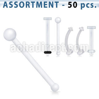 blk119 surtido piercings 50 retenedores retainers acrilico flexible lengua labio nariz ombligo ceja mayorista