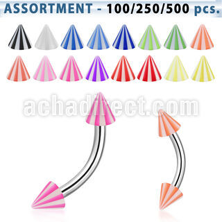 blk151 surtido piercings surtido bananas ceja acero quirurgico bolas conos acrilicos pelota sombrilla playa 3mm 8mm al por mayor