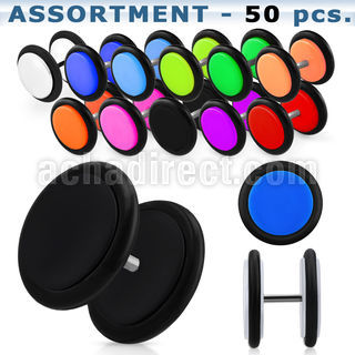 blk169 surtido piercings 50 plugs falsos acrilico uv anillos goma distribuidor mayorista