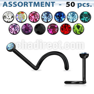 blk176 surtido piercings 60 piercing nariz l acero quirurgico anodizado cristal redondo venta