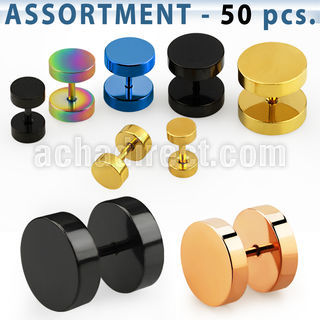 blk197 surtido piercings 50 plugs falsos acero quirurgico anodizado anillos goma venta