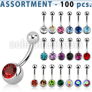 blk20b surtido piercings 100 piercings ombligo acero quirurgico bola joya bisel 8mm bola acero liso 5mm mayorista