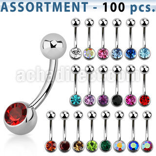 blk21b surtido piercings 100 piercings ombligo acero quierurgico bola joya bisel 6mm bola acero liso mayorista