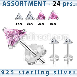 blk260m surtido piercings plata 24 pares piercings oreja plata esterlina 925 zirconia tri al por mayor