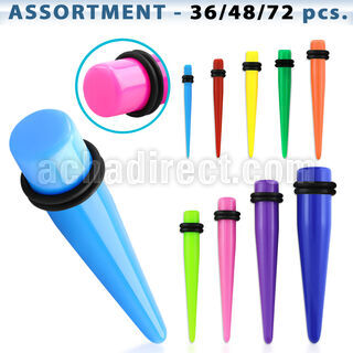 blk301 surtido piercings surtido 36 expansores acrilico colores solidos anillos goma dobles 16mm al por mayor