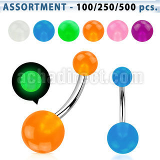 blk30 surtido piercings surtido piercings ombligo acero quirurgico bolas acrilicas brillan oscuridad 5 8mm 10mm mayorista